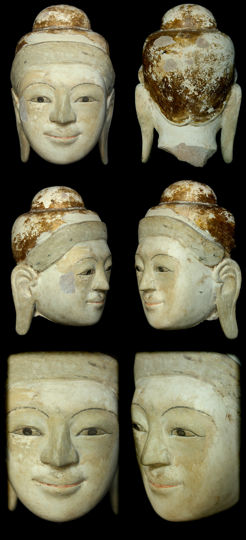 Extremely Rare Early 18C Sandstone Mandalay Buddha Head #NO.001.3